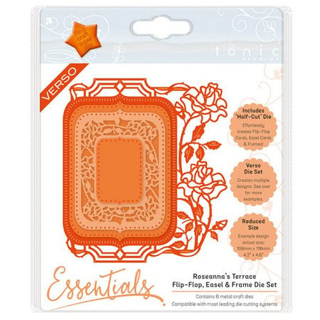 TONIC stempelen en embossing folder: Flip Flop, schildersezel & frame met rozen