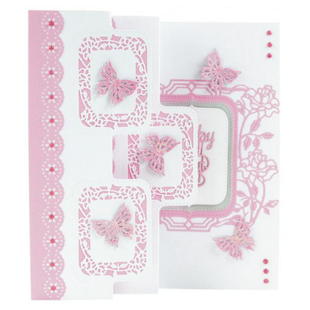 TONIC stamping and embossing folder: Flip Flop, Easel & frame with roses