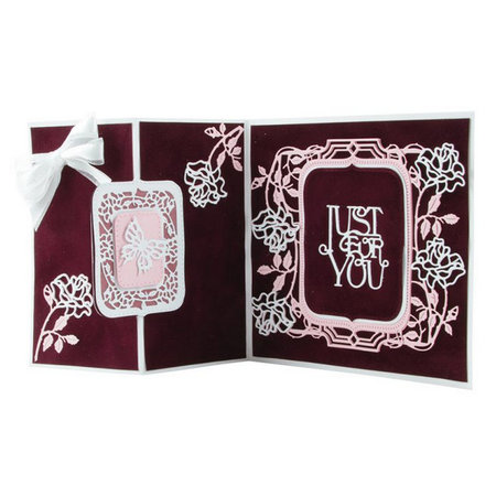 TONIC stamping and embossing folder: Flip Flop, Easel & frame with roses