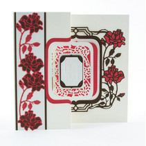 stempelen en embossing folder: Flip Flop, schildersezel & frame met rozen