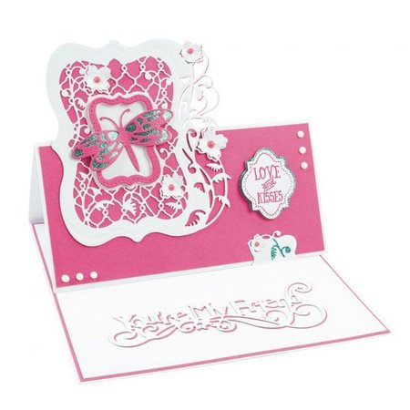 TONIC stempelen en embossing folder: Flip Flop, schildersezel & frame met bloemen