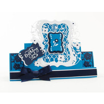 stempelen en embossing folder: Flip Flop, schildersezel & frame met bloemen