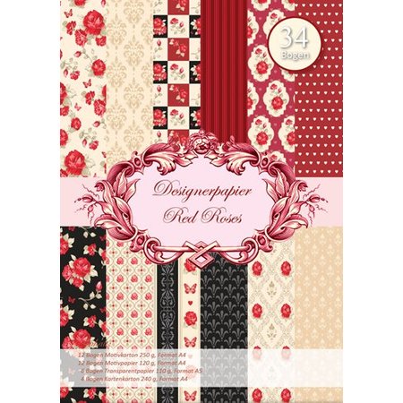 DESIGNER BLÖCKE  / DESIGNER PAPER Designerpapierset Red Roses