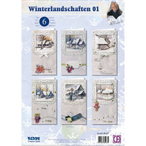 Conjunto de tarjeta completa, paisajes de invierno para 6 entradas!