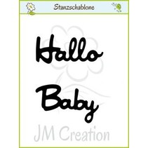 Punching and embossing templates: German text: "Hello" and "Baby"