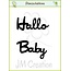 Joy!Crafts und JM Creation Bokse og preging maler: tysk tekst: "Hello" og "Baby"