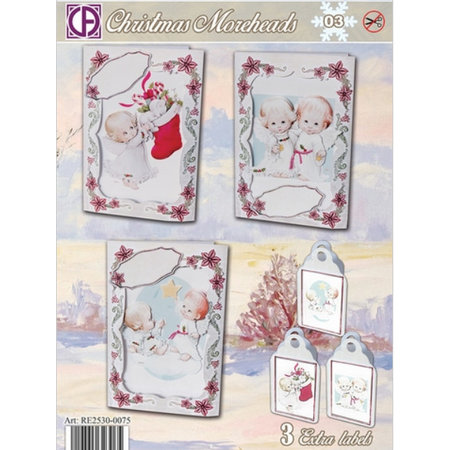 BASTELSETS / CRAFT KITS: Compleet Card Set 3 kerstkaarten en 3 labels