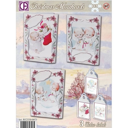 BASTELSETS / CRAFT KITS: Komplett kort sett for 3 julekort og 3 etiketter