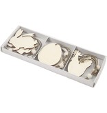 Objekten zum Dekorieren / objects for decorating Tre ornament, 6 cm, kanin, egg, kylling, ni slag.