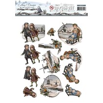 Die cut ark, nostalgisk vinter motiver