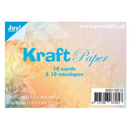 KARTEN und Zubehör / Cards 10 Kraft Papier, Karten + Umschlägen