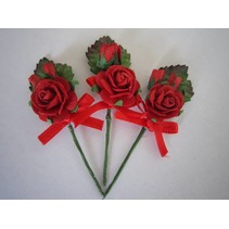 3 MIni red rose bouquets with ribbon. - Copy
