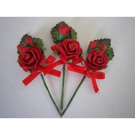 BASTELSETS / CRAFT KITS: Ramos 3 mini rosa roja con la cinta. - Copy