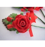 BASTELSETS / CRAFT KITS: Rosa 3 mini bouquet rosso con il nastro. - Copy