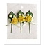 Embellishments / Verzierungen 3 Mini rose bouquets avec l'arc jaune