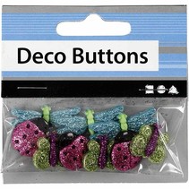 NIEUW: Motif Buttons, 15-30 mm, insecten, 9 stuks.
