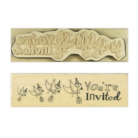 Stempel / Stamp: Holz / Wood "Du er inviteret"