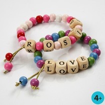 Bastelset: 1 bracelet with wooden beads and pearls letters