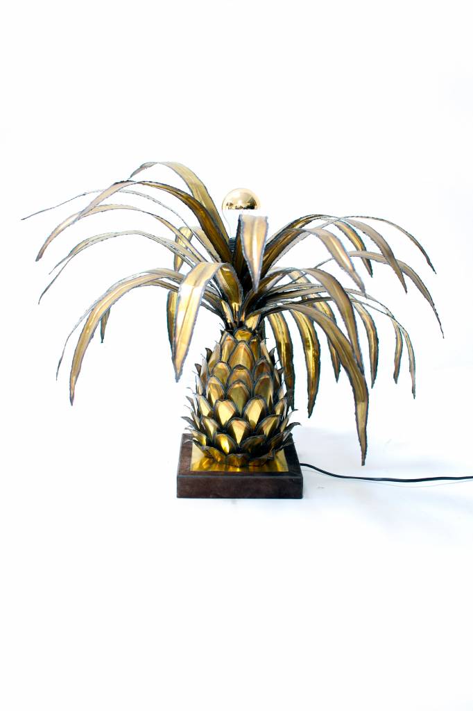 Vintage brass pineapple table lamp 1970 voor Maison Jansen