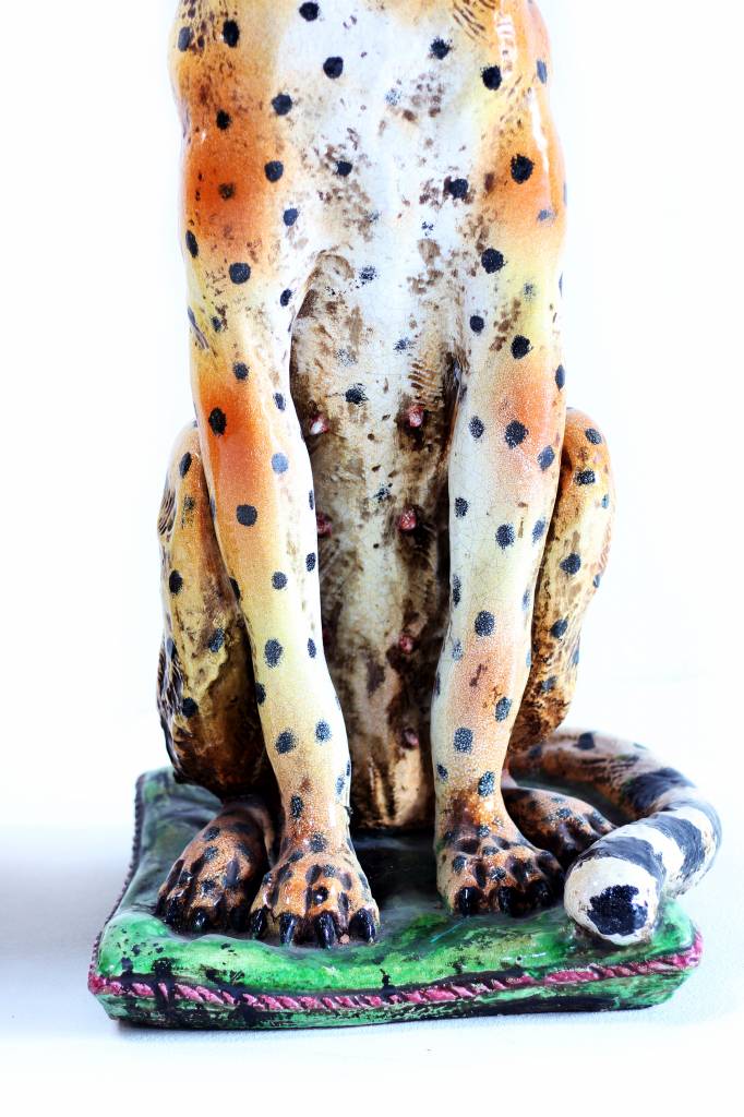 Antique couple leopard sculptures in 19TH CENTURY ceramics