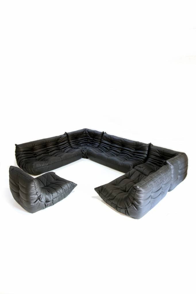 Black leather ligne roset togo salon