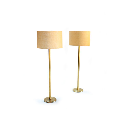 Pair of brass floor lamps