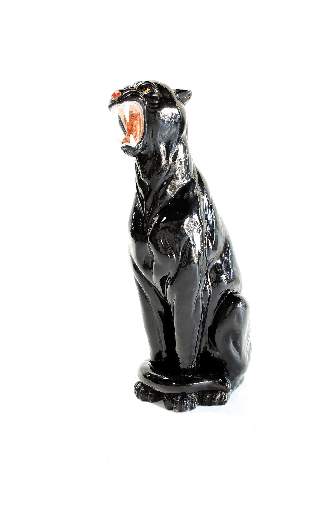 Black ceramic panther, 1970's