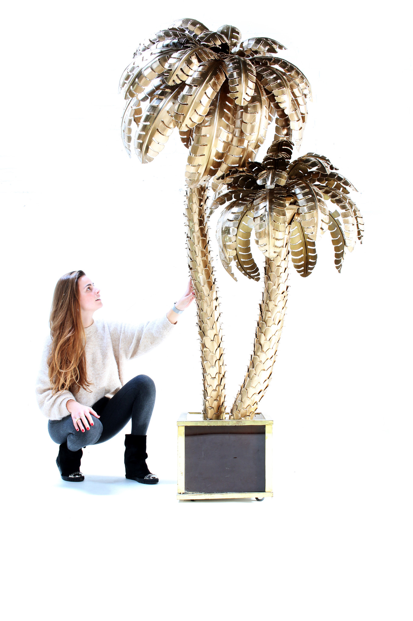 XXL Maison Jansen palm tree lamp