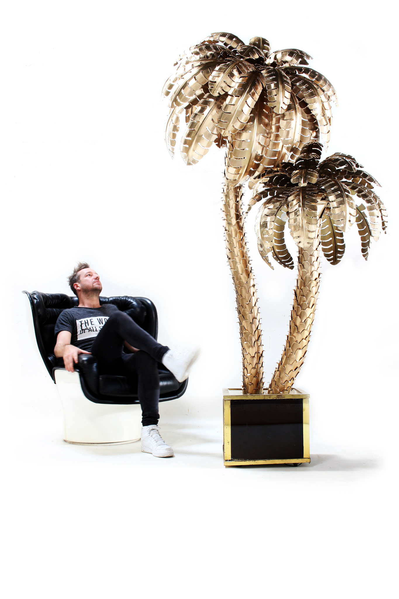 XXL Maison Jansen palm tree lamp