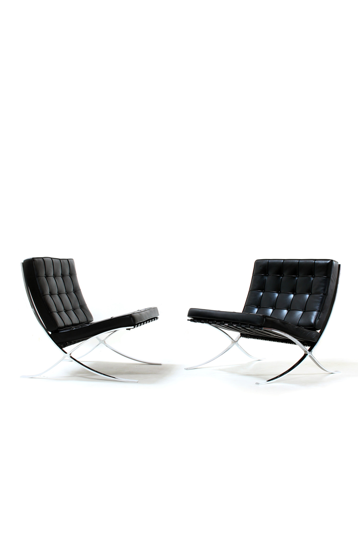 Set of 2 Barcelona Chairs for Knoll designed by Mies Van der Rohe