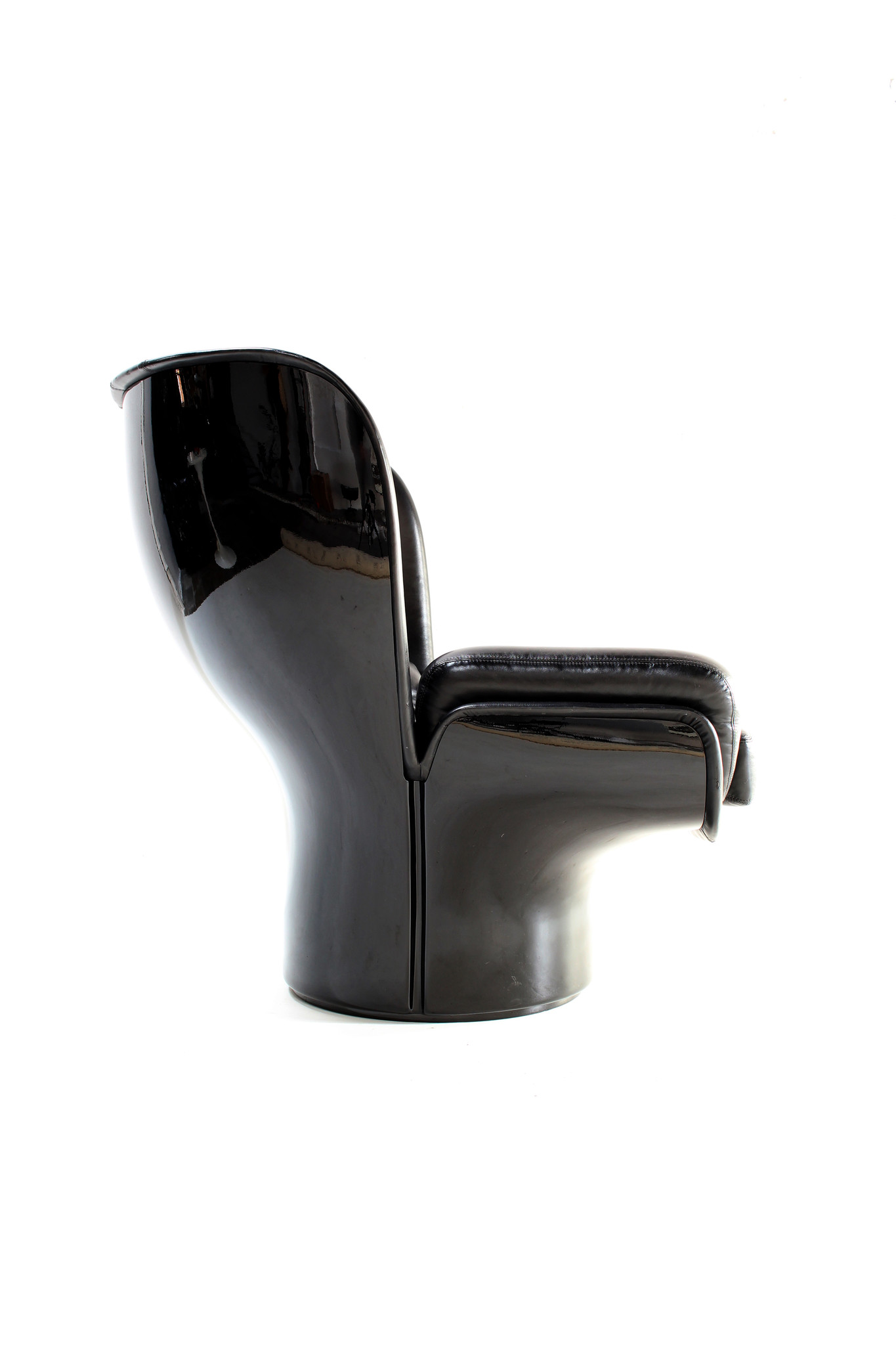 Zeldzame Full Black Edition Elda Chair ontworpen door Joe Colombo voor Comfort, 1963