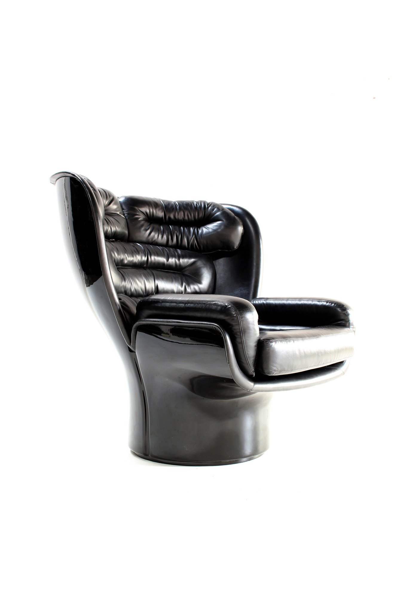 Zeldzame Full Black Edition Elda Chair ontworpen door Joe Colombo voor Comfort, 1963