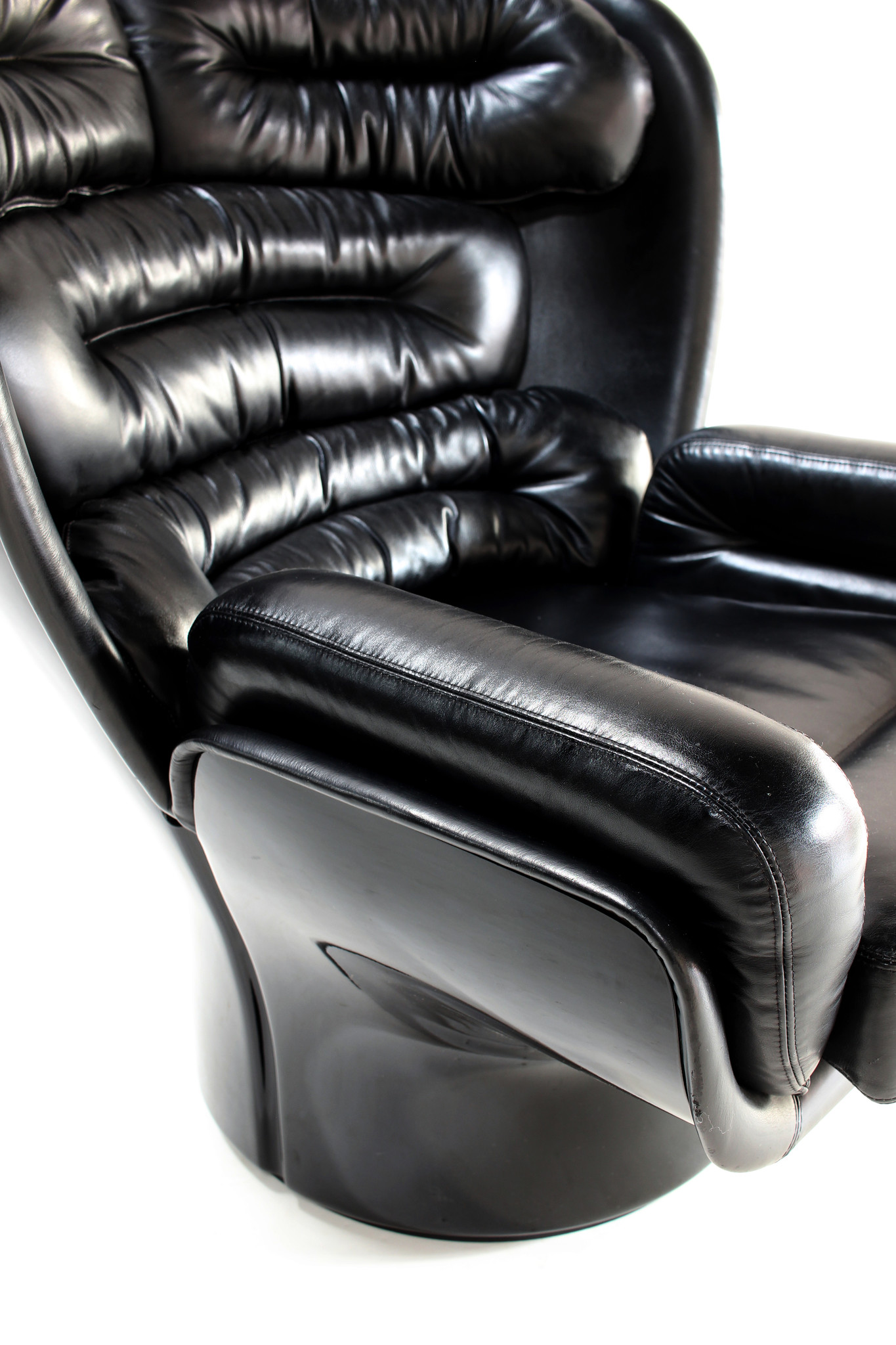 Zeldzame Full Black Edition Elda Chair ontworpen door Joe Colombo voor Comfort, 1963