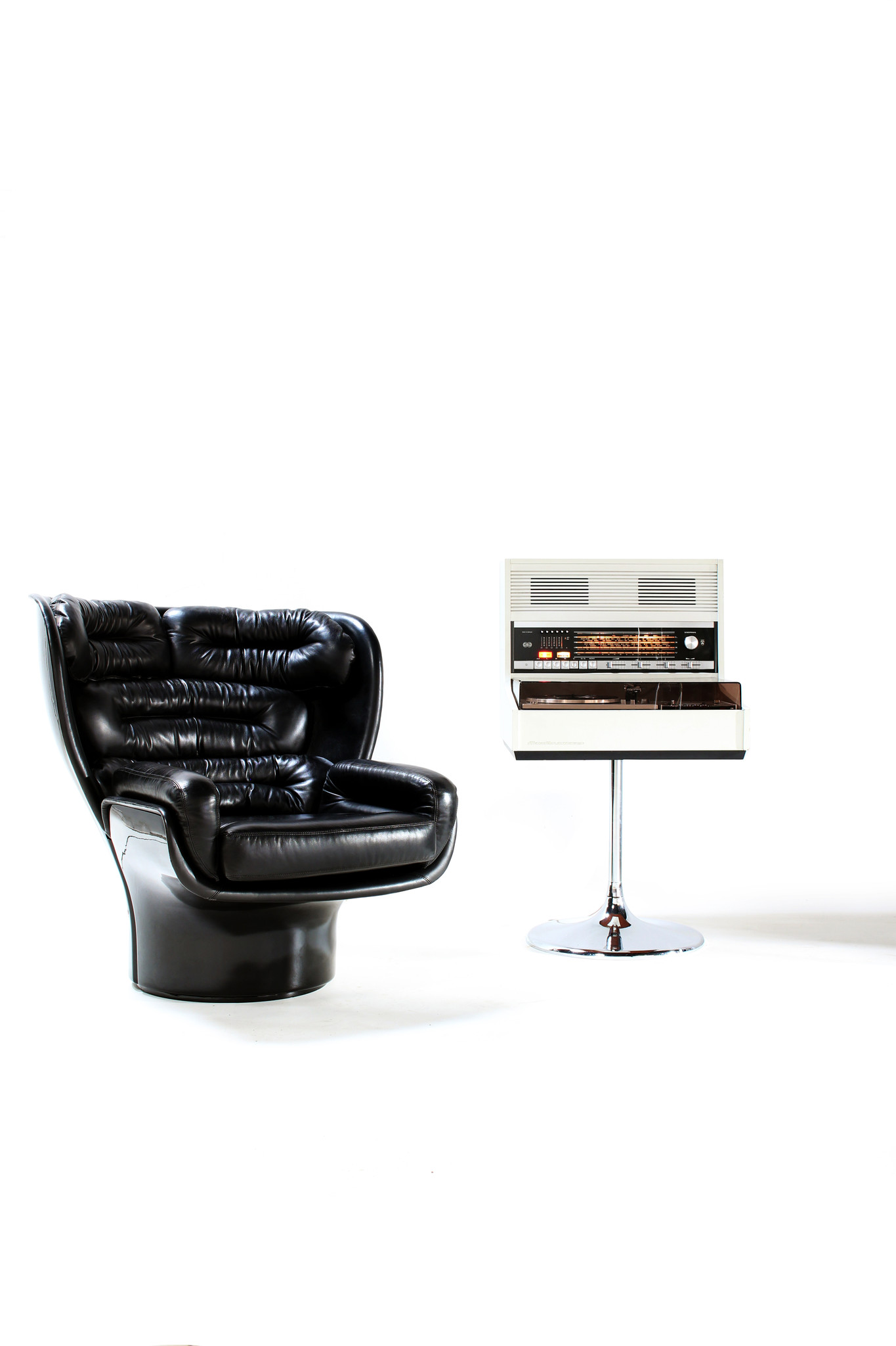 Zeldzame Full Black Edition Elda Chair ontworpen door Joe Colombo voor Comfort, 1963