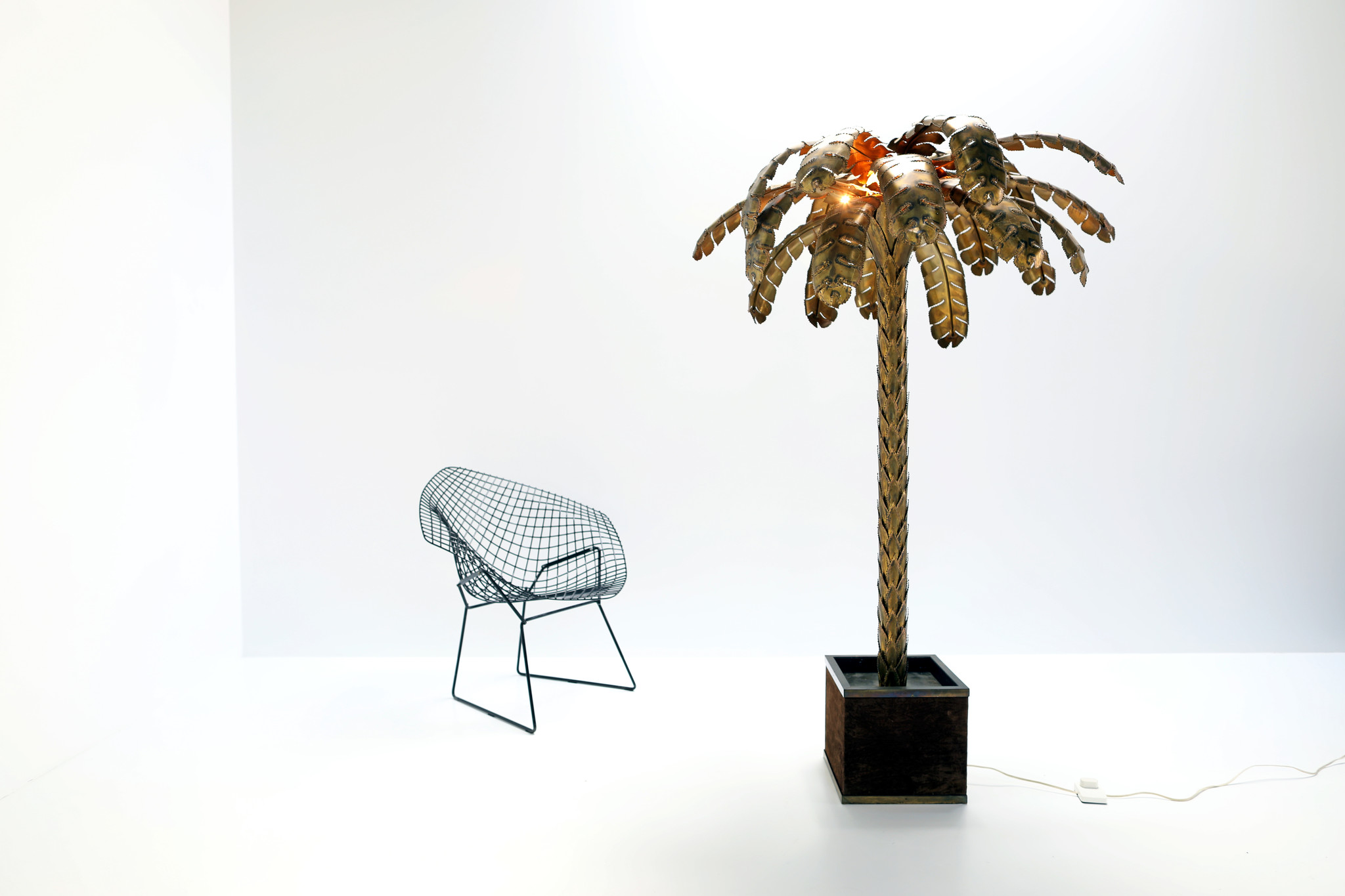 Large Maison Jansen palm tree lamp