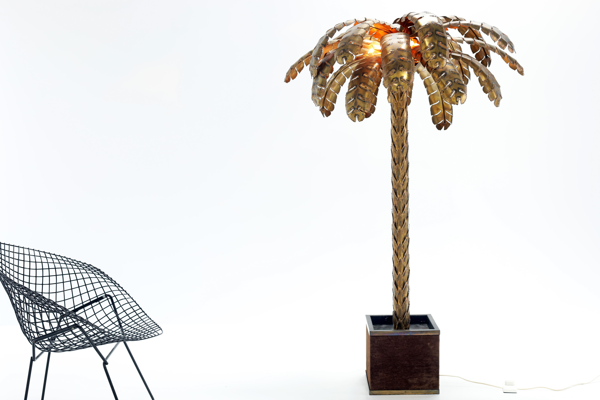 Large Maison Jansen palm tree lamp