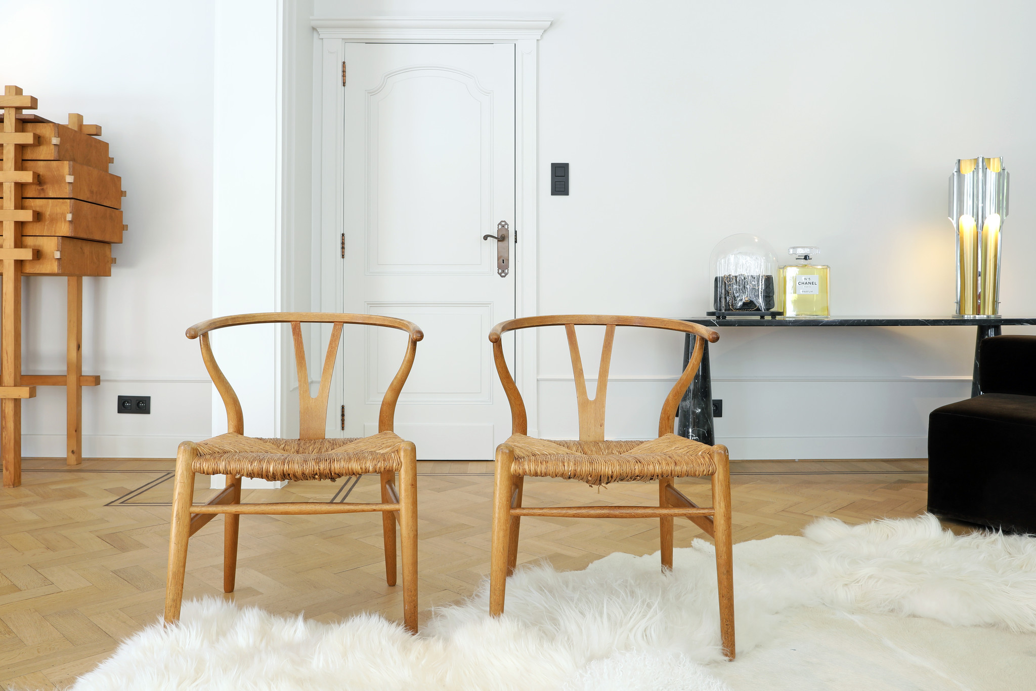 Set van 2 Wishbone chairs  ontworpen door Hans Wegner voor Carl Hansen & zoon, 1950s