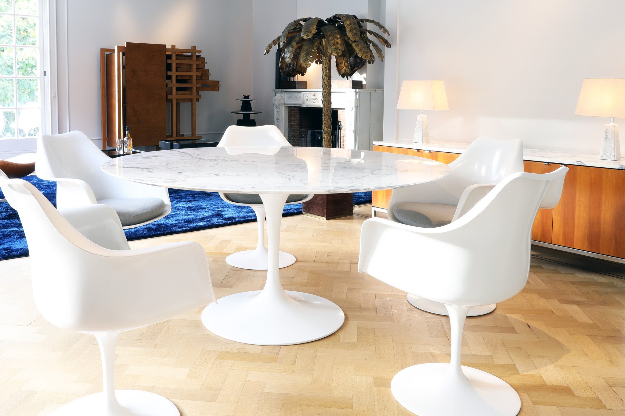 Set Knoll tulip arm stoelen door Eero Saarinen voor Knoll International