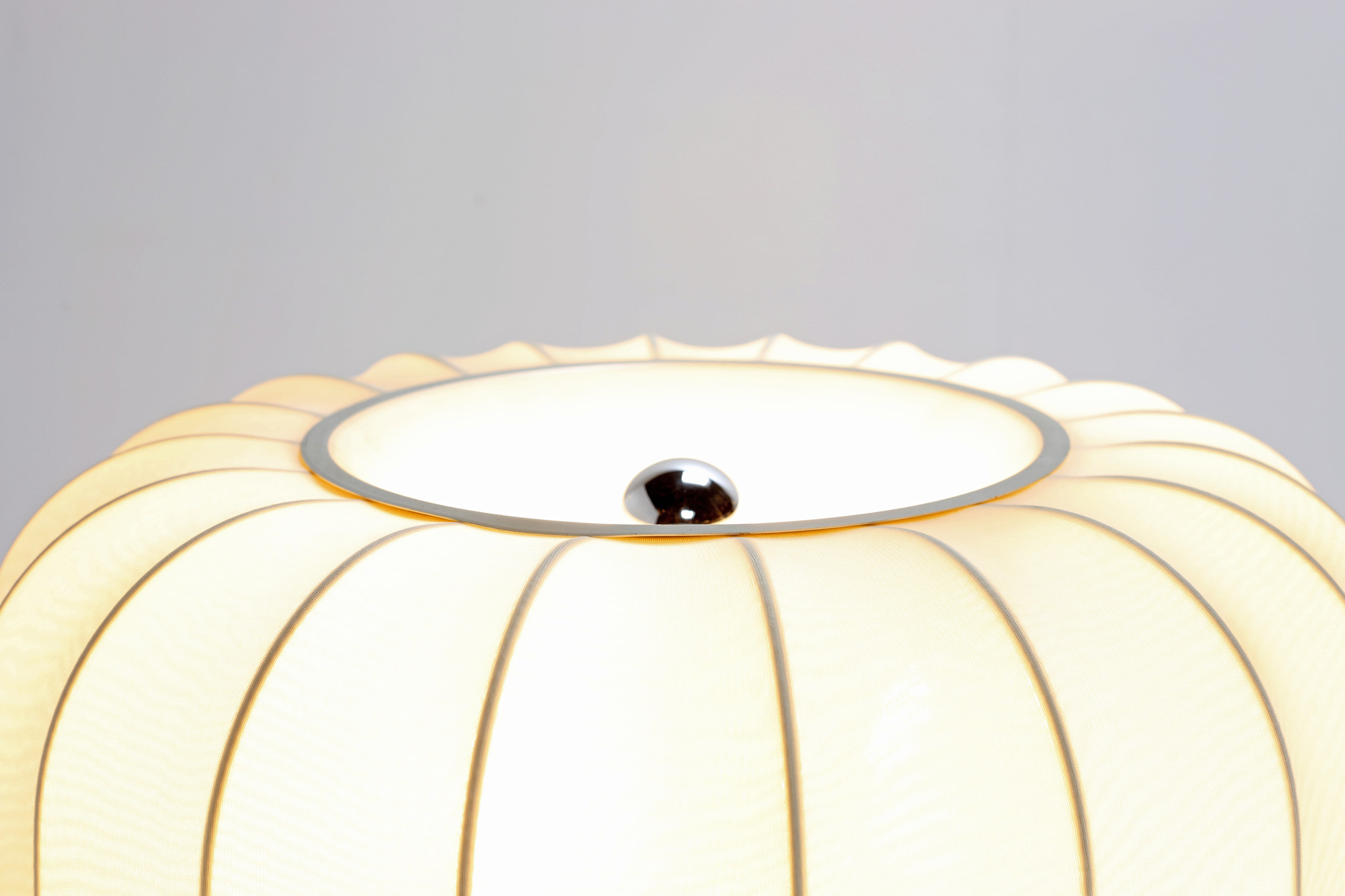 Lampadaire vintage en laiton avec abat-jour en tissu, 1970