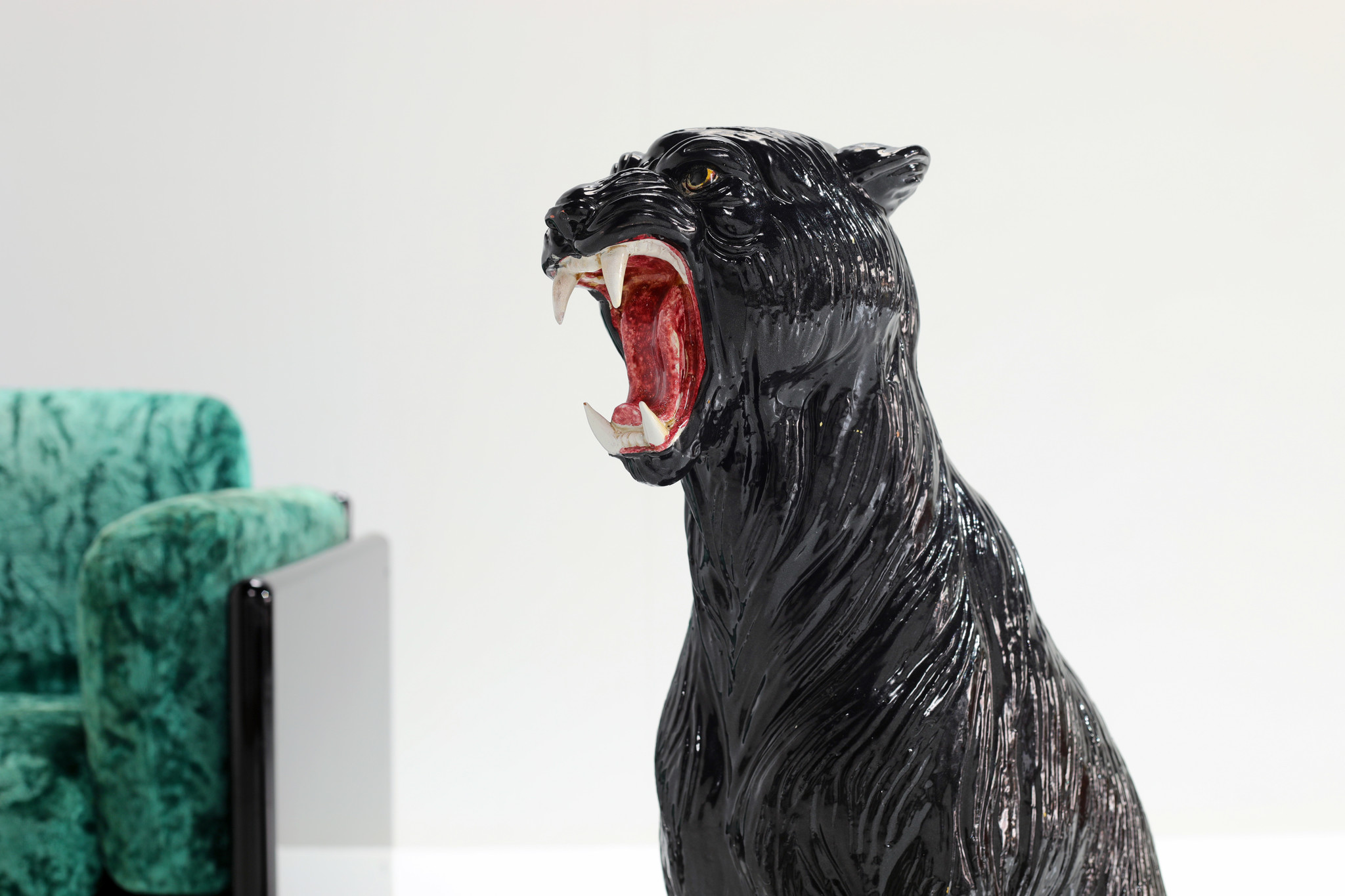 XXL black ceramic panther, 1970's