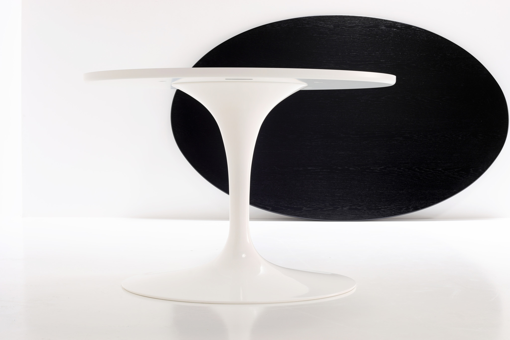 Eero Saarinen oval table with ebonized oak for Knoll
