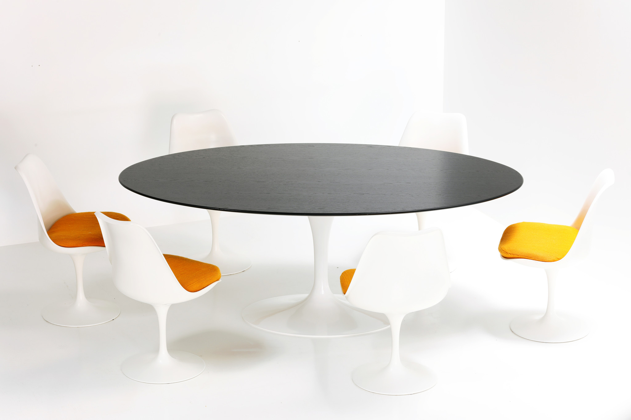 Eero Saarinen oval table with ebonized oak for Knoll