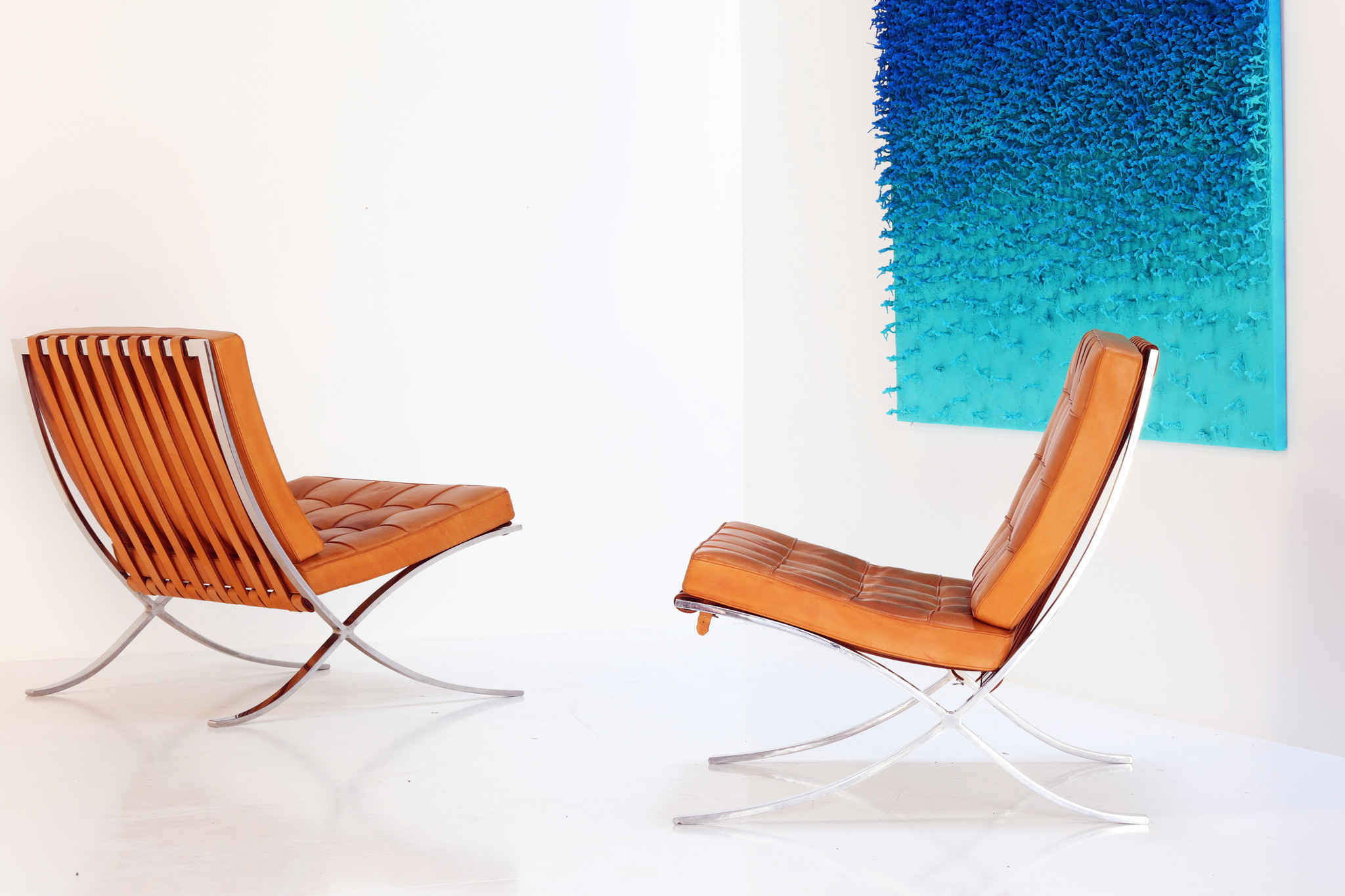 PAIR OF VINTAGE BARCELONA CHAIRS BY LUDWIG MIES VAN DER ROHE