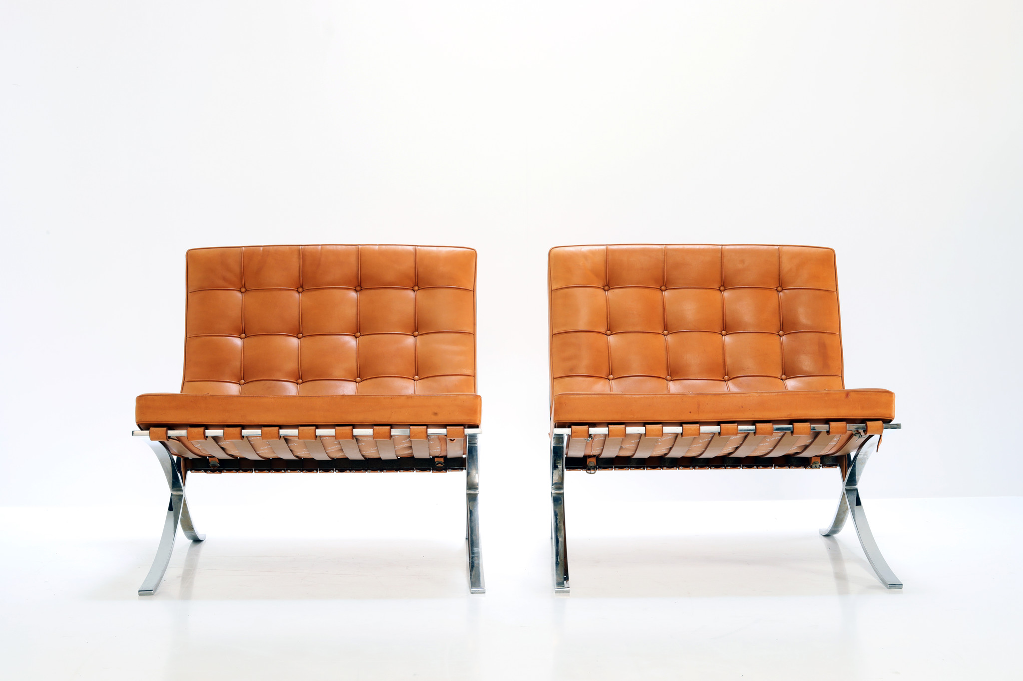 PAIR OF VINTAGE BARCELONA CHAIRS BY LUDWIG MIES VAN DER ROHE