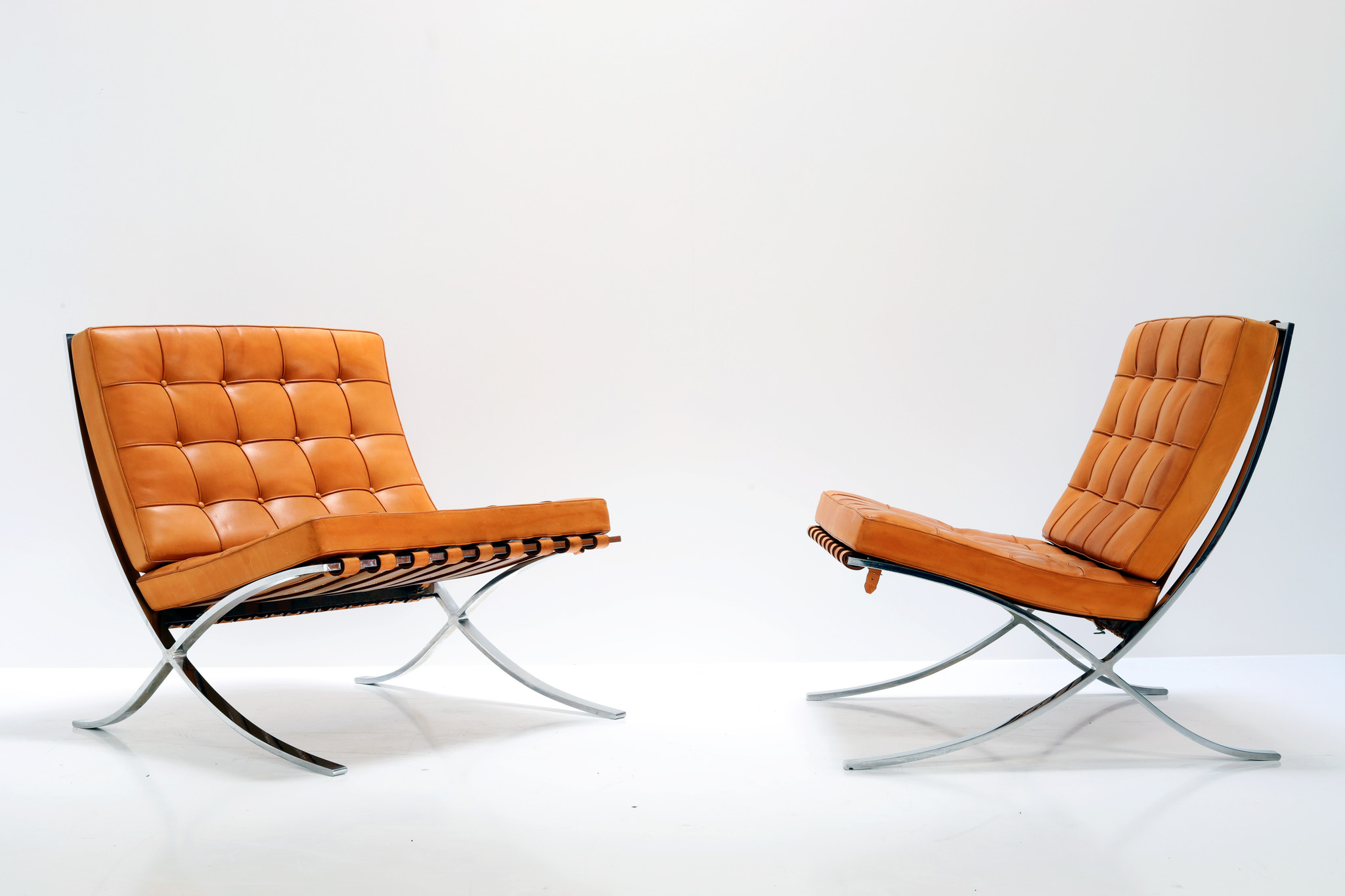PAIR OF VINTAGE BARCELONA CHAIRS BY LUDWIG MIES VAN DER ROHE