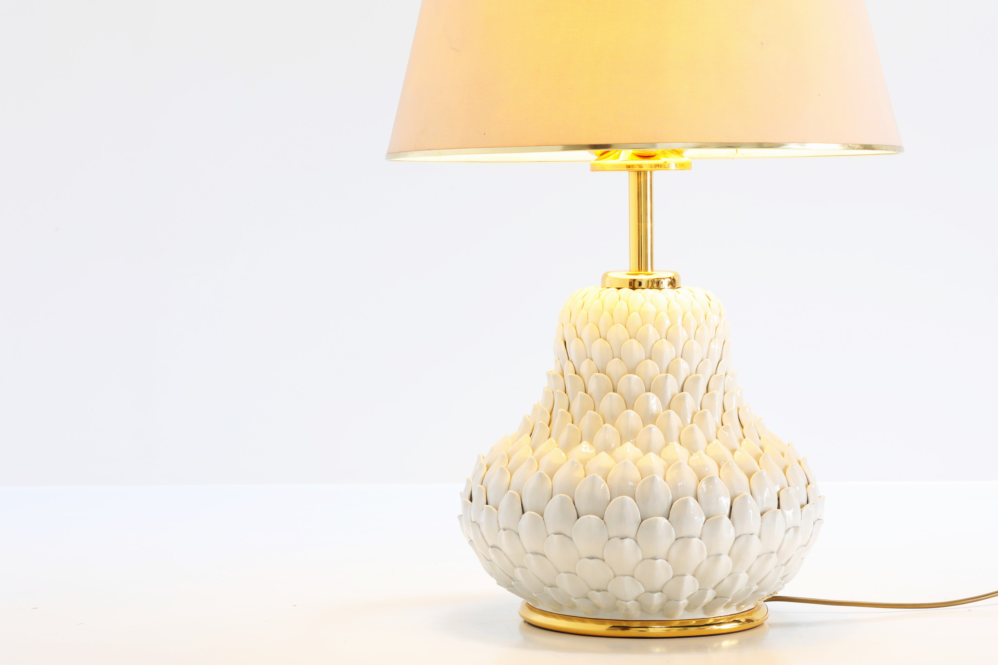 Beautiful French ceramic table lamp with brass, 1960s