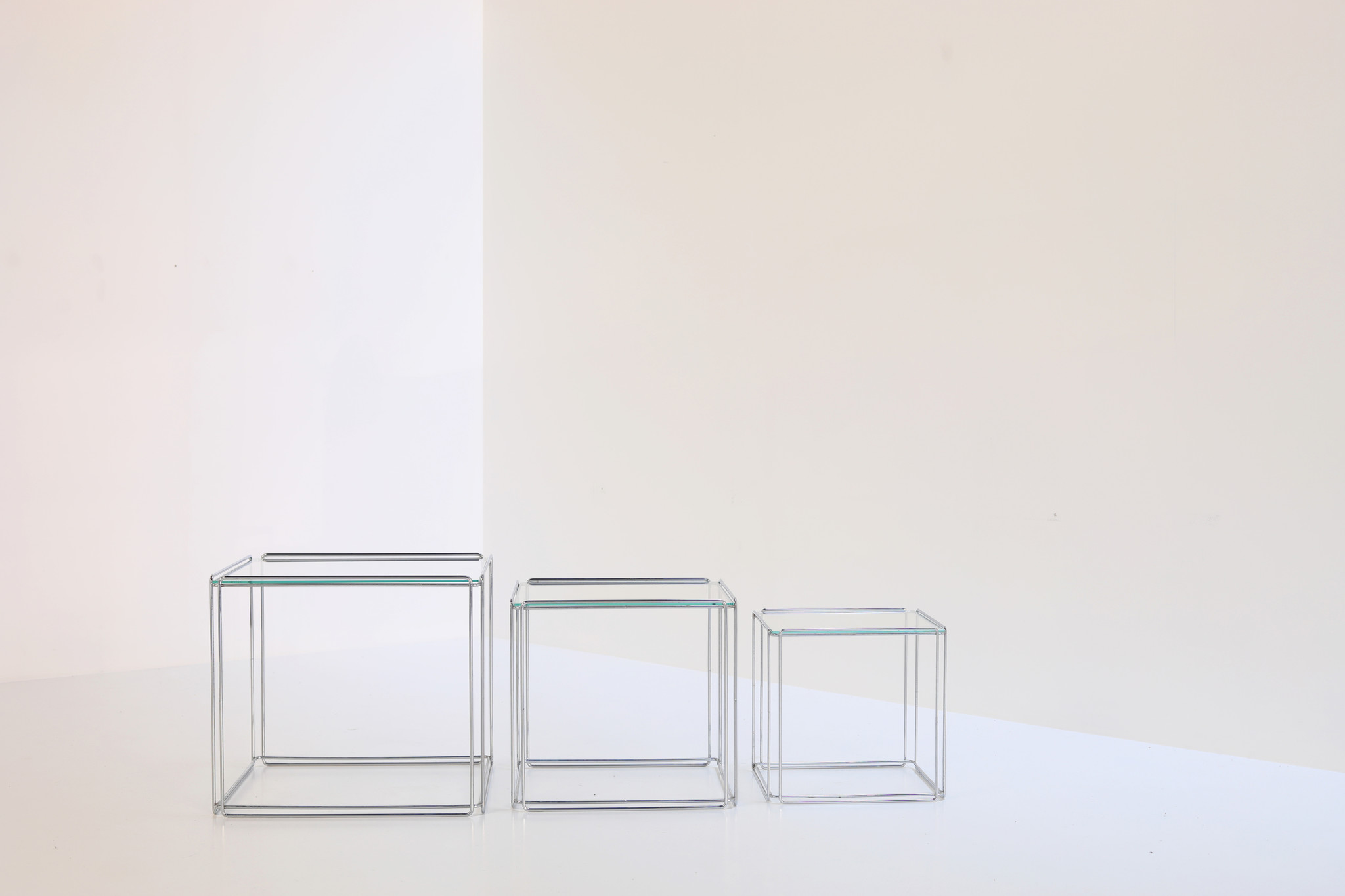 SET OF 3 SIDE TABLES DESIGNED BY MAX SAUZE FOR ATROW, 1980s