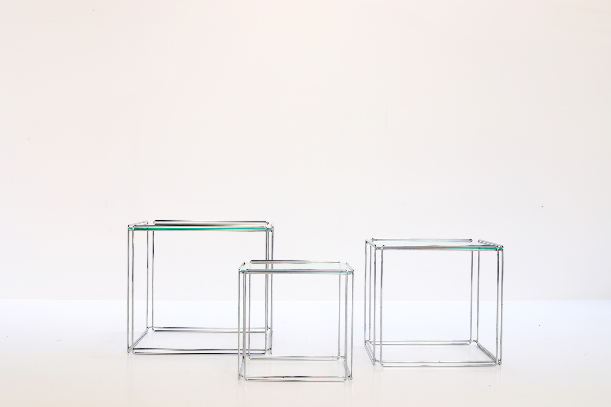 SET OF 3 SIDE TABLES DESIGNED BY MAX SAUZE FOR ATROW, 1980s