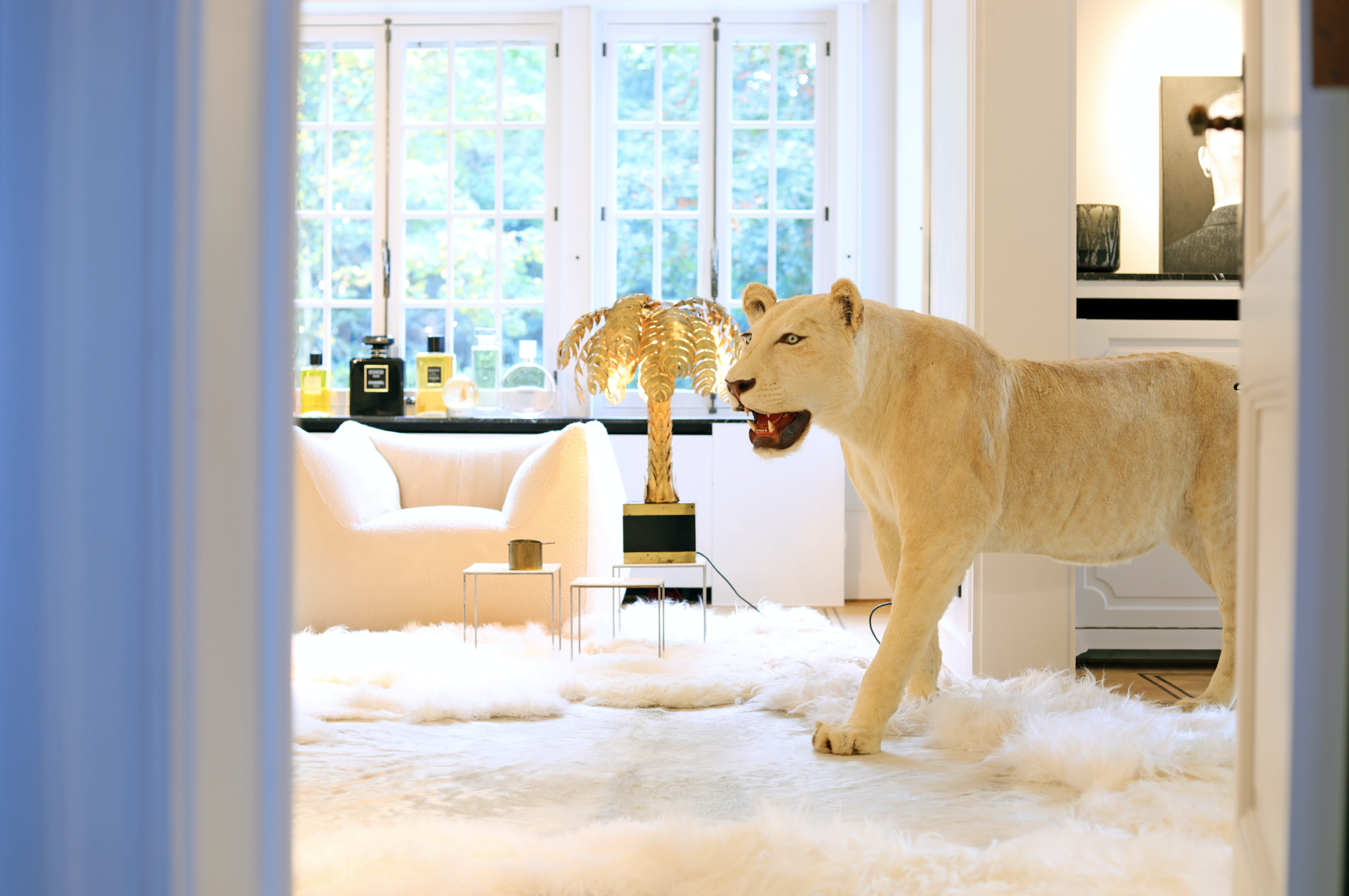 Lionne blanche en peluche