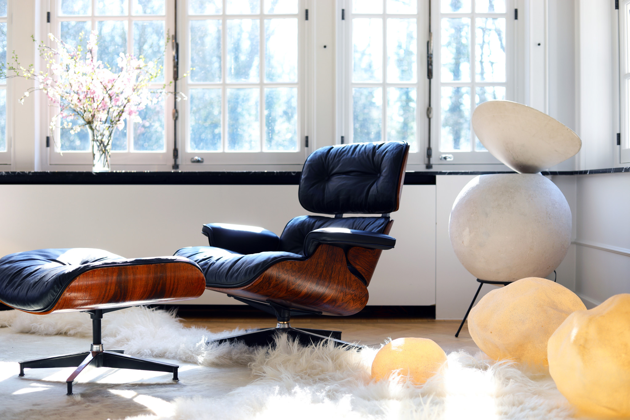 Fauteuil lounge vintage Eames en palissandre, 1960